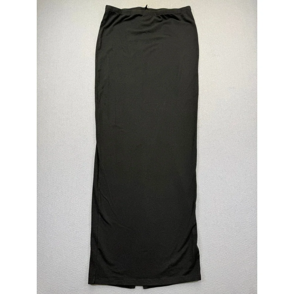 SKIMS Cotton Rib Maxi Skirt Onyx Black Slim Fit Loungewear BO-SKT-2783 NEW L